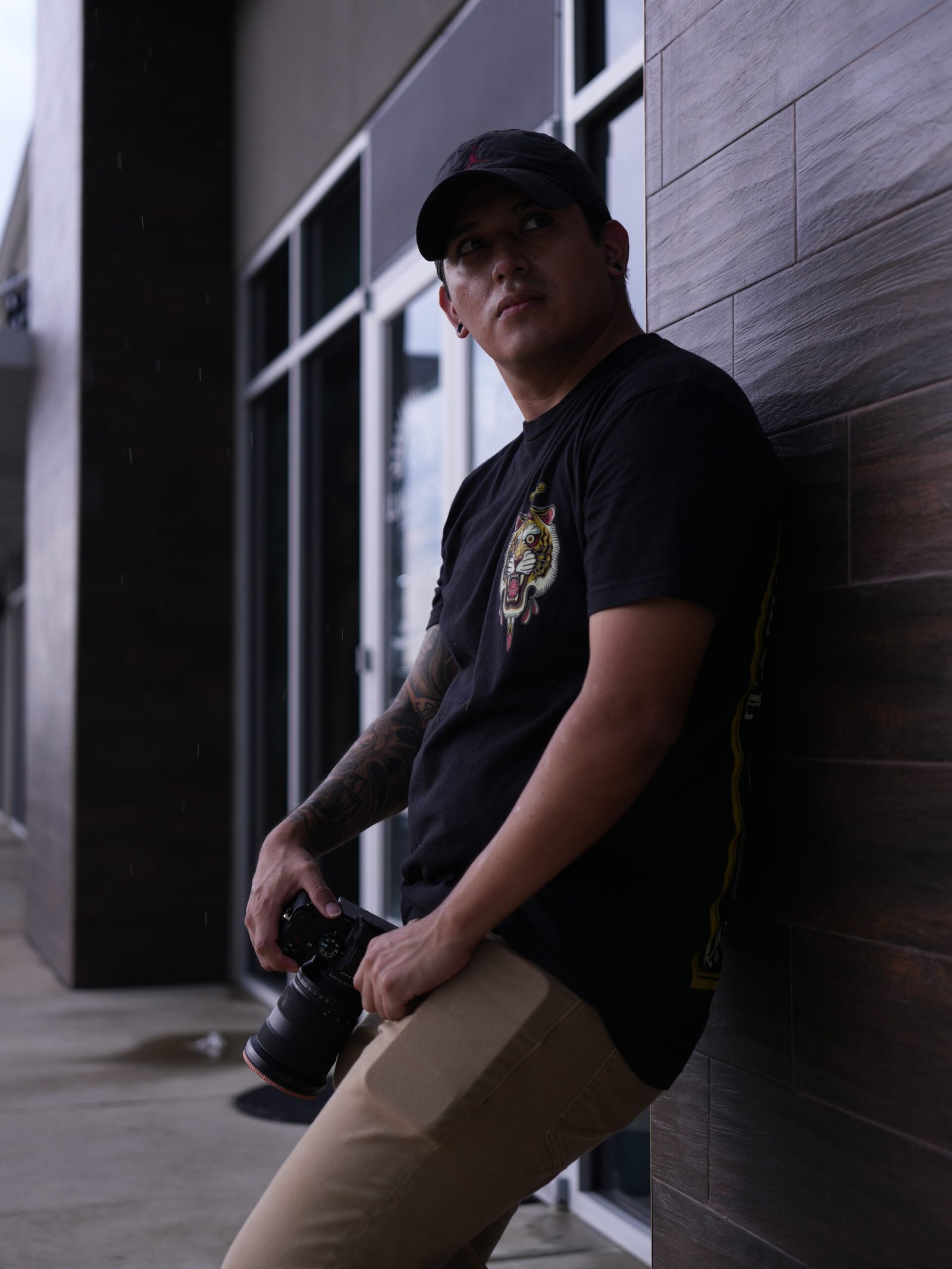 Bryan filming on set